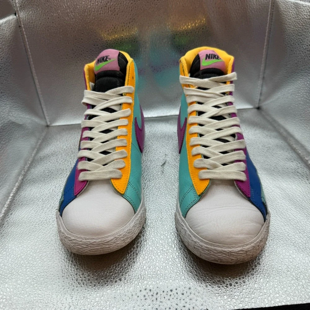 Size 7Y Nike Blazer Mid GS Aurora Purple Orange Boys Lace Up Snaekers CZ9441-400